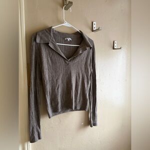 Reformation Taupe Ribbed 100% Merino Wool Sweater